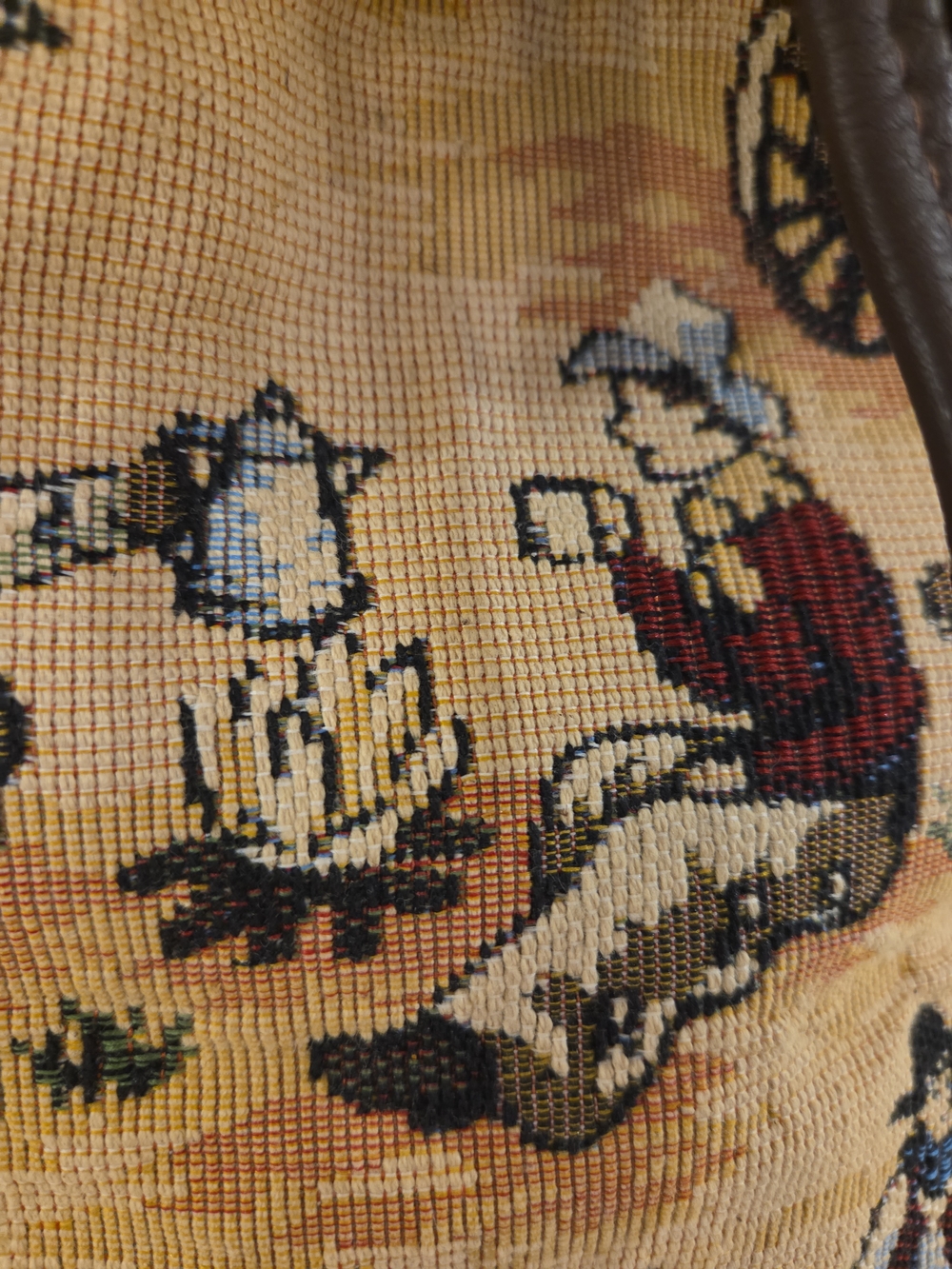 Vintage Southwestern Tapestry Bucket Bag | Western Leather Drawstring Purse - Picture 4 of 10